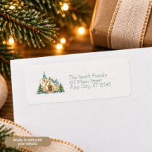 Vintage Church Christmas Scenery Return Address