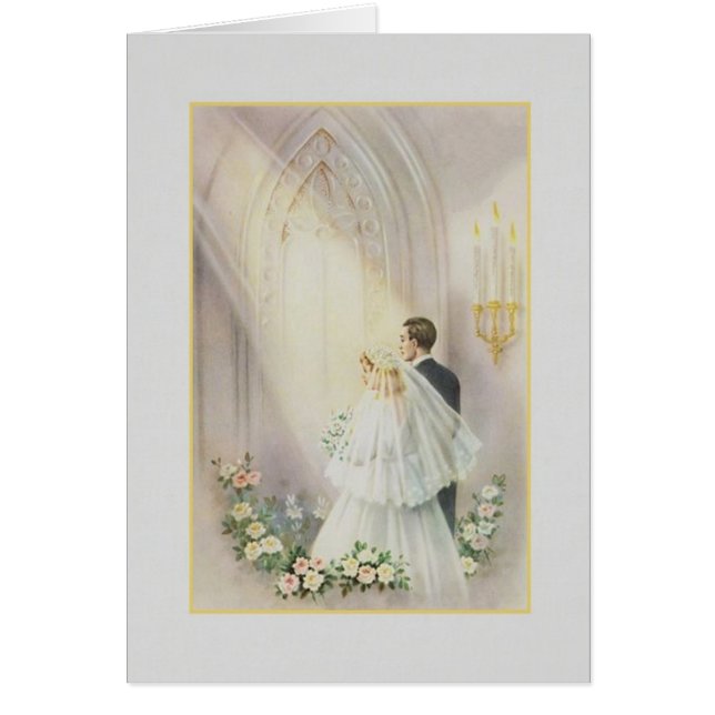 Vintage Church Wedding Card (Front)