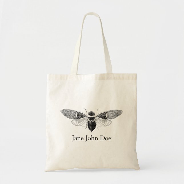 Vintage Cicada Illustration Tote Bag (Front)