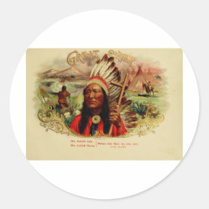 Vintage Cigar Box Label GREAT CHIEF (L14)