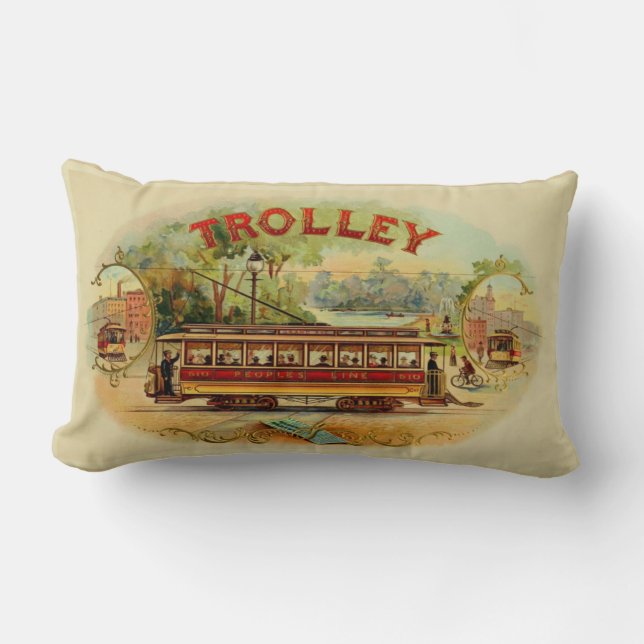 Vintage Cigar Box Label Lumbar Pillow (Front)