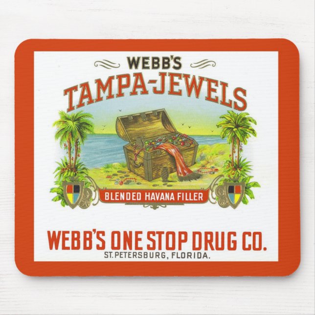Vintage Cigar Graphic Tampa Jewels Mousepad (Front)
