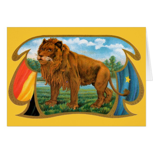 Vintage Cigar Label Art, African Lion in Savannah (Front Horizontal)