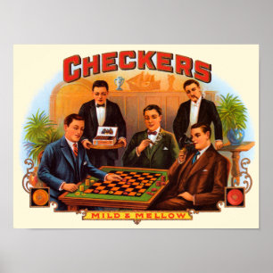 Vintage Cigar Label Art, Checkers Mild and Mellow Poster