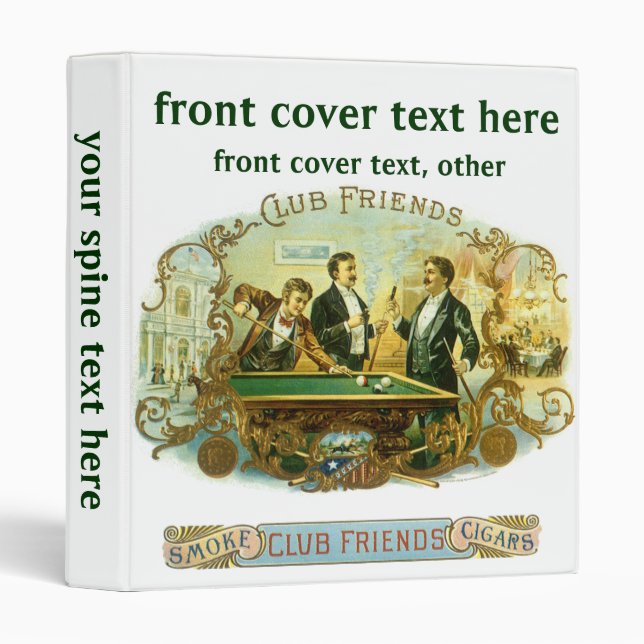 Vintage Cigar Label Art, Club Friends Billiards Binder (Front/Spine)