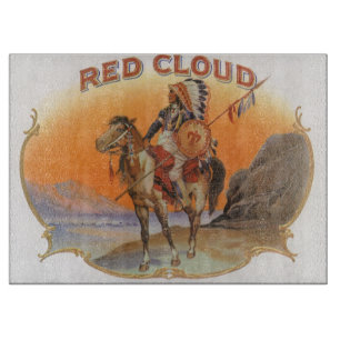 Vintage Cigar Label Art, Red Cloud Indian on Horse Cutting Board