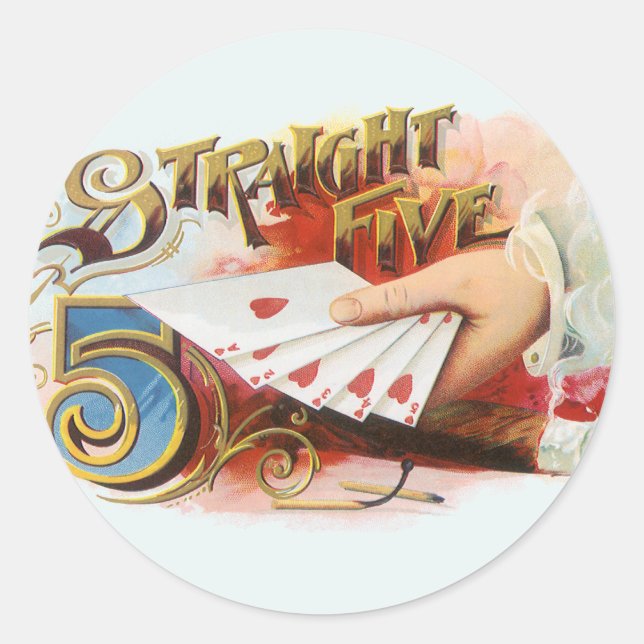 Vintage Cigar Label Art Straight Flush with Hearts (Front)
