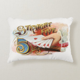 Vintage Cigar Label Art Straight Flush with Hearts Accent Pillow