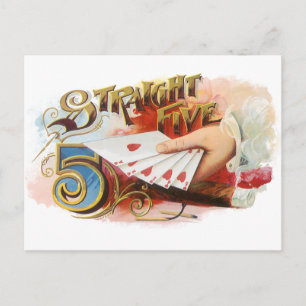Vintage Cigar Label Art Straight Flush with Hearts Postcard
