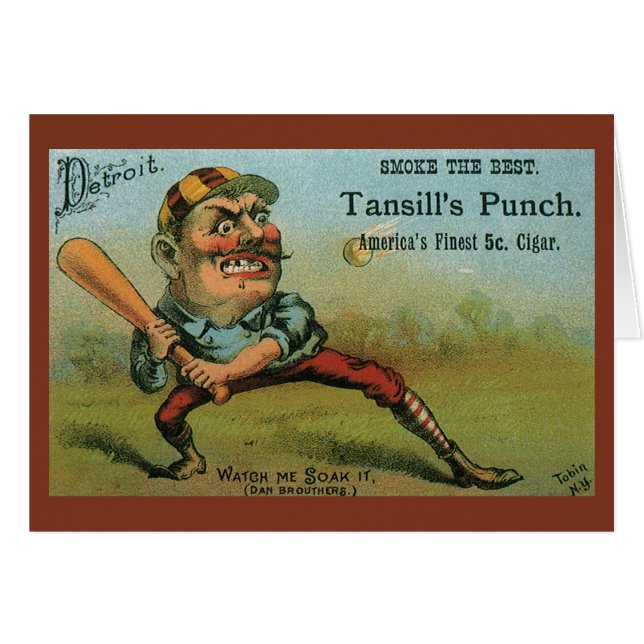 Vintage Cigar Label, Sports Baseball Tansill Punch (Front Horizontal)