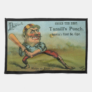 Vintage Cigar Label, Sports Baseball Tansill Punch Kitchen Towel