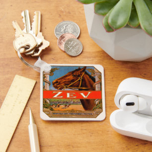 Vintage Cigar Label, Zev Race Horses Brown Colt Keychain