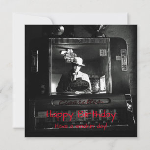 Vintage Cigarette Guy Vending Machine Birthday Holiday Card