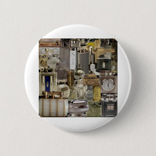 vintage cigarette lighters 2 inch round button (Front)
