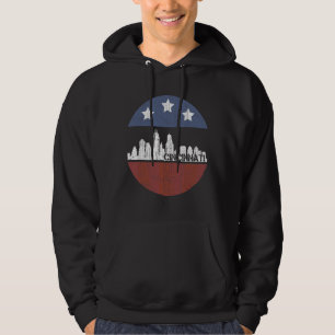 Vintage Cincinnati City Skyline American Us Flag Hoodie