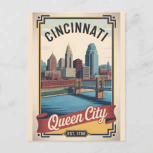 Vintage Cincinnati Ohio Queen City Retro Travel Postcard