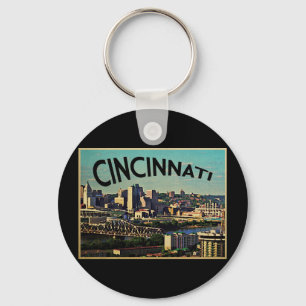 Vintage Cincinnati Skyline Keychain