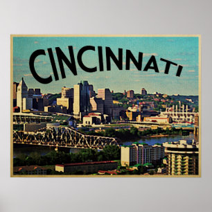 Vintage Cincinnati Skyline Poster