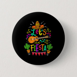 Vintage Cinco De Mayo Cactus Sombrero Guitar 2 Inch Round Button