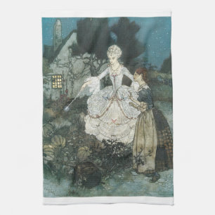 Vintage Cinderella Fairy Godmother by Edmund Dulac Kitchen Towel