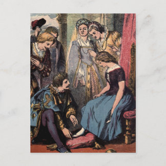 Vintage Cinderella Fitting the Glass Slipper Postcard