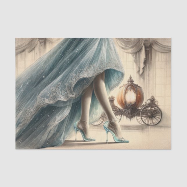 Vintage Cinderella Gown & Glass Slipper Decoupage  Tissue Paper (Front)