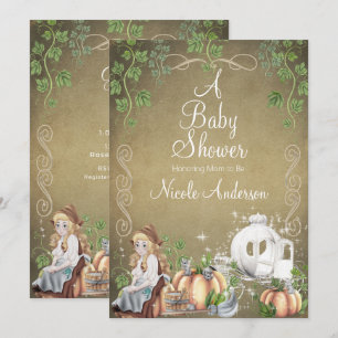 Vintage Cinderella Storybook Fairytale Baby Shower Invitation