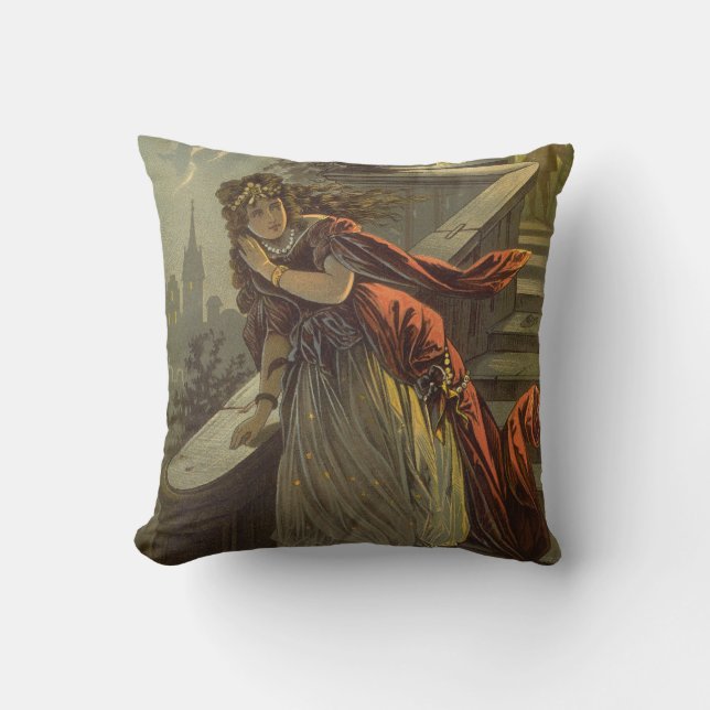 Vintage Cinderella, Victorian Fairy Tales Throw Pillow (Front)
