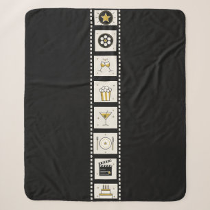 Vintage Cinema Film Strip Table Runner Sherpa Blanket