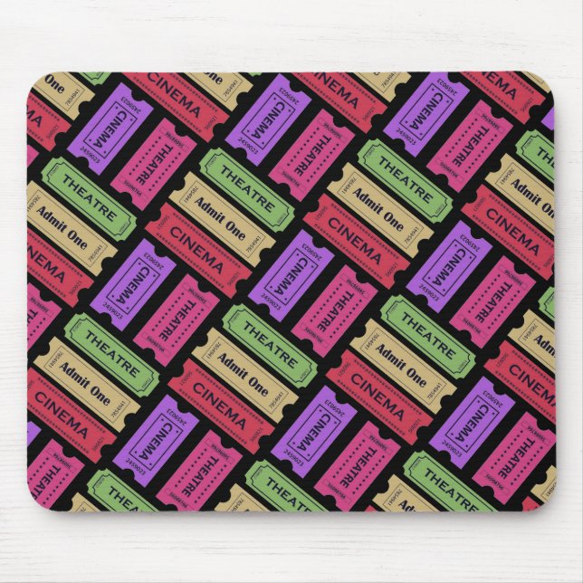 Vintage Cinema & Theatre Ticket Stubs Pattern Mouse Pad (Front)