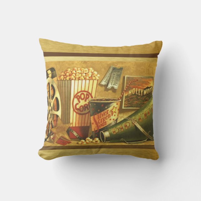 Vintage Cinema Throw Pillow (Front)
