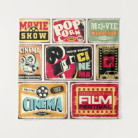 Vintage cinema tin signs collection. Movie industr