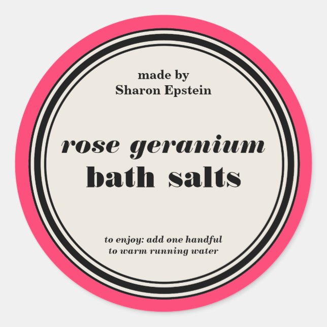 Vintage Circle Frame Bath Salts Label Template (Front)