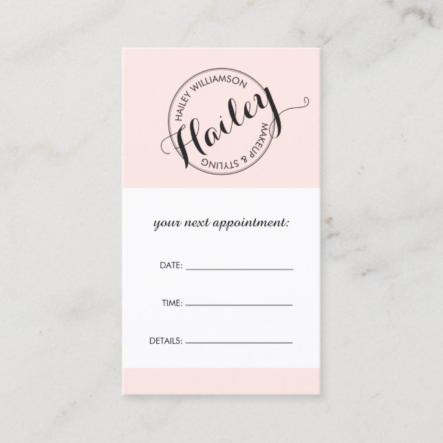 Vintage Circle Stamp Logo Pink Appointment Card (Front)