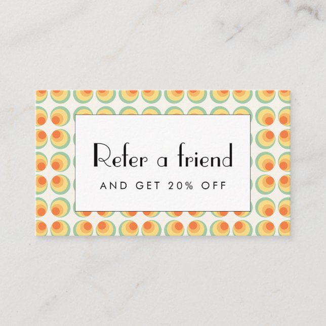 Vintage circles pattern referral card (Front)