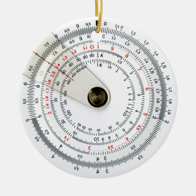 Vintage Circular Slide Rule Photograph Ceramic Ornament (Front)
