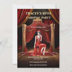 Vintage Circus 50th Birthday Invitation