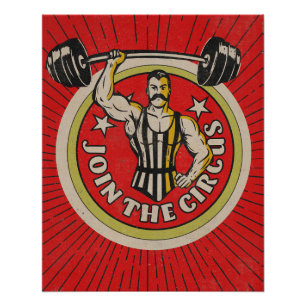 Vintage Circus Advertisement Strongman Poster