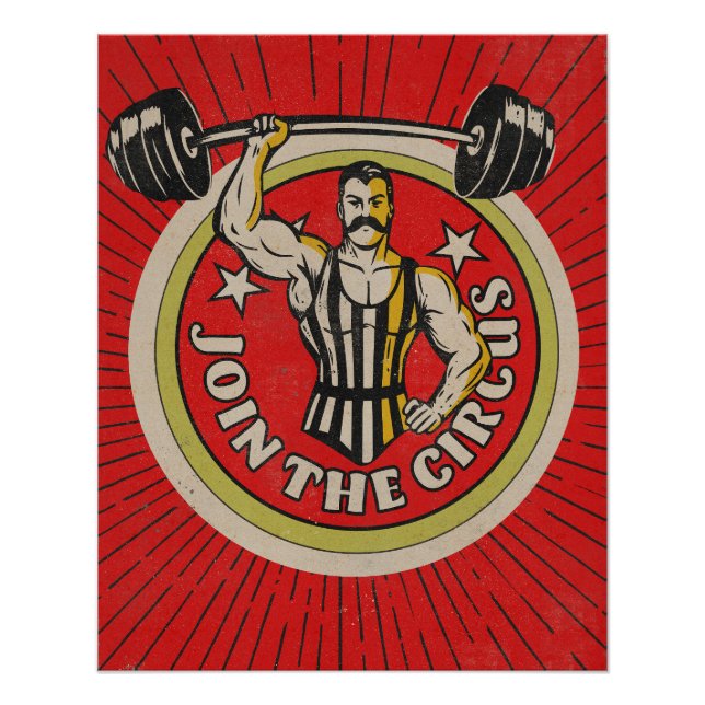 Vintage Circus Advertisement Strongman Poster (Front)
