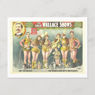 Vintage Circus Advertisement with Bicyclists Postcard