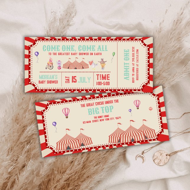 Vintage Circus Animal Ticket Carnival Baby shower Invitation (Vintage Circus Animal Ticket Carnival Baby shower Invitation)