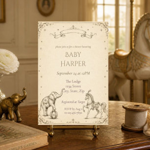 Vintage Circus Baby Shower Invitation Antique