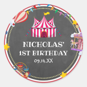 Vintage Circus Balloon Come One Come All Birthday  Classic Round Sticker