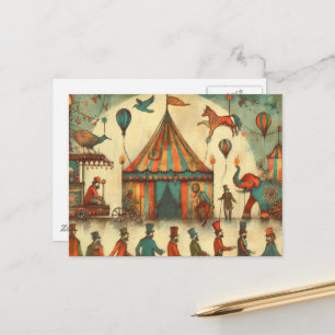 Vintage Circus Big Top Collage Postcard