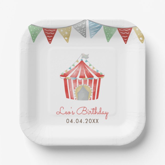 Vintage Circus Birthday Party  Paper Plate (Front)