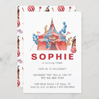 Vintage Circus Carnival Birthday Party Invitation