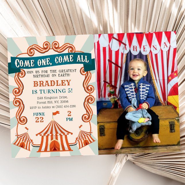 Vintage Circus Carnival Birthday Photo Invitation (Creator Uploaded)
