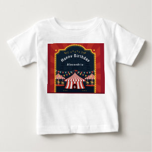 Vintage Circus Carnival Red Happy Birthday Age Baby T-Shirt