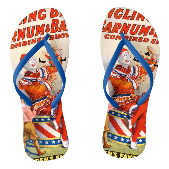 Vintage Circus Clown Show Flip Flops (Footbed)