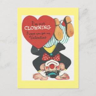 Vintage Circus Clown Valentine Holiday Postcard